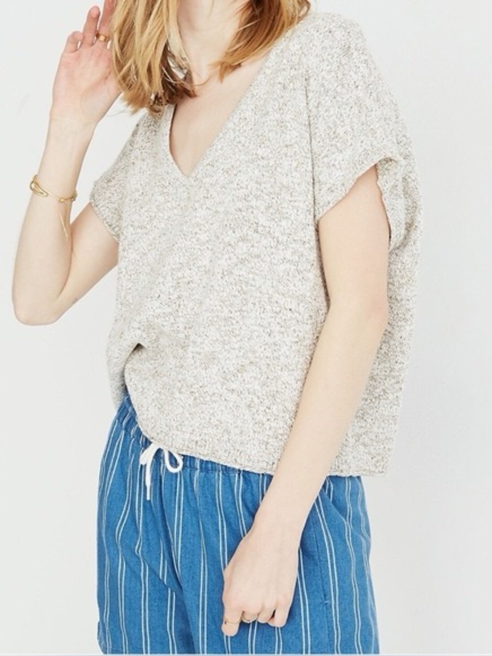Madewell Heathered Ellendaled Knit V-Neck Sweater